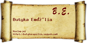 Butyka Emília névjegykártya