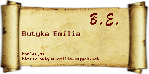 Butyka Emília névjegykártya